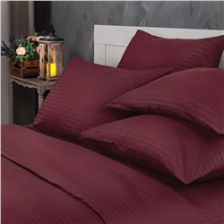 Комплект постельного белья Страйп-сатин Verossa темно-бордовый КПБ-НС-08