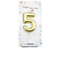 Свечи декор. для торта Зеркальные Цифры "5" 6см /блистер