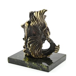 Часы " Русалка" из бронзы на подставке из змеевика 84*60*100мм