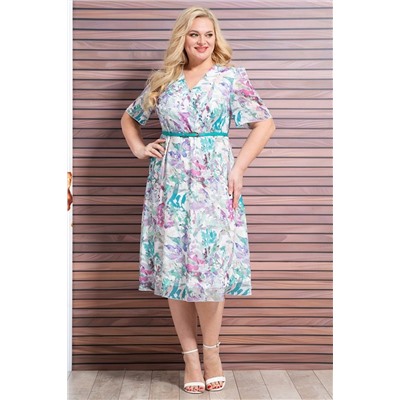 Alani Collection 1926 сиреневые+бирюзовые_цветы, Платье