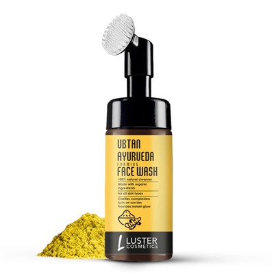 UBTAN AYURVEDA Foaming Face Wash, Luster (УБТАН АЮРВЕДА пенка для умывания с силиконовой щёткой, Ластер), 100 мл.
