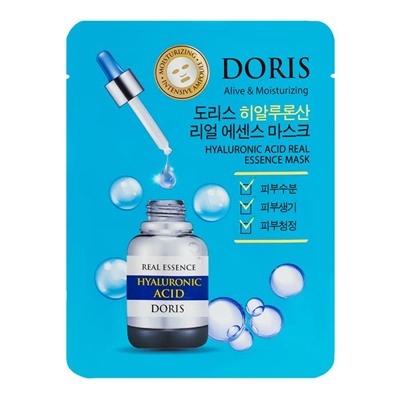 DORIS Маска тканевая д/лица с гиалурон.кислотой  Hyaluronic acid Real Essence Mask 25мл