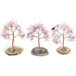 Дерево счастья на срезе агата с аметистом(кристаллы) 55*35*90мм