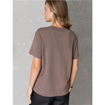 Нарядная футболка с принтом фольгой из премиального хлопка с эластаном