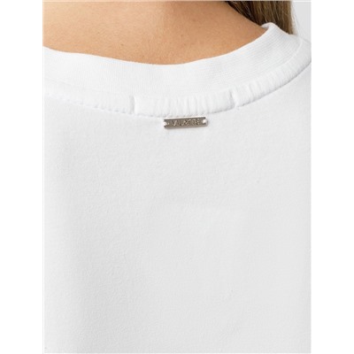 Удлиненная футболка over-size с  принтом стразами