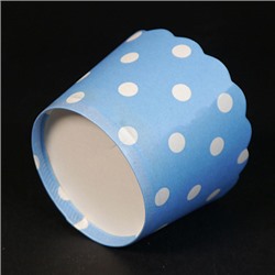 Бумажные стаканчики для кексов Голубые в горох 50*45 мм, 10 шт