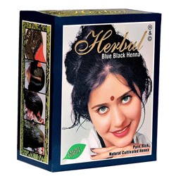 BLUE BLACK Henna, Herbul (Индийская хна СИНЕ-ЧЕРНАЯ, Хербул), 1 уп. (6 пак. по 10 г.)