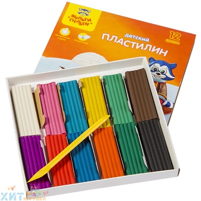 Пластилин 12 цв. 180 г со стеком "Енот на Аляске" Мульти-Пульти ДП_10235, ДП_10235