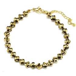 Браслет из циркона клевер 6мм цв.золотистый, 18см