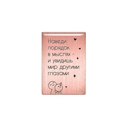 Магнит «Наведи порядок в мыслях - и увидишь мир другими глазами» (медь, покрытие эмаль), Мастерская Алёшиных, 1 шт.