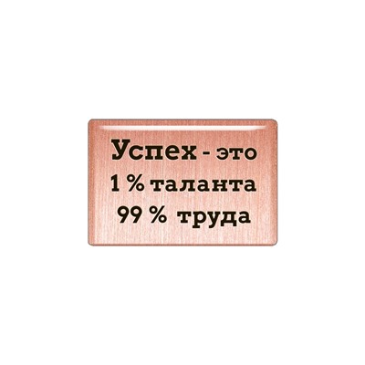 Магнит "Успех - это 1% таланта 99% труда." (медь, покрытие эмаль), Мастерская Алёшиных, 1 шт.