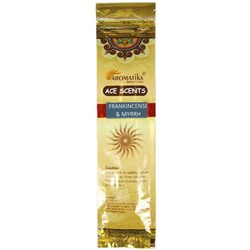 Ace Scents FRANKINCENSE & MYRRH Natural Masala Incense Sticks, Aromatika (ЛАДАН И МИРРА натуральные ароматические палочки, Ароматика), 20 палочек.