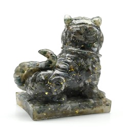 Фигурка из агата мохового и смолы "Тигр" 95*60*93мм