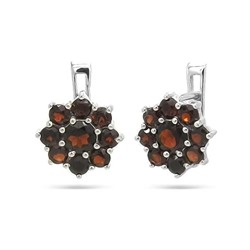 Серьги из серебра гранат, Солнце