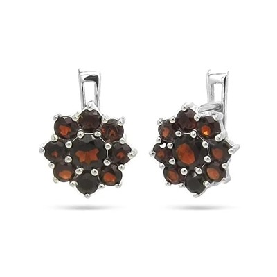 Серьги из серебра гранат, Солнце
