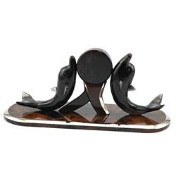 Часы из обсидиана "Два Дельфина" 265*90*115мм