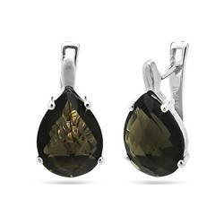 Серьги из серебра раухтопаз, Капля