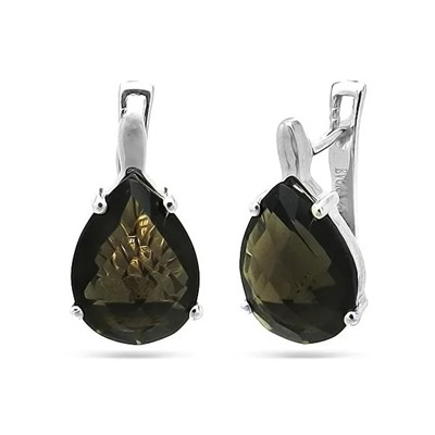 Серьги из серебра раухтопаз, Капля