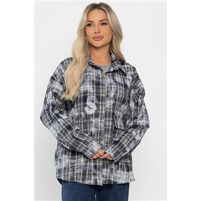 Рубашка хлопковая Шэрри (серо-синяя) Б14306-18М