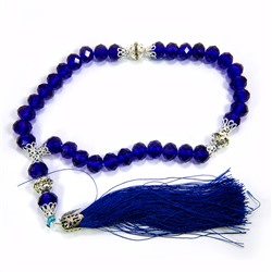 Чётки мусульманские SEW3908-71-3 СИНИЕ искусственный хрусталь (33 бусины), 1 шт.