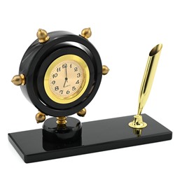 Часы из обсидиана "Штурвал1" 145*55*115мм