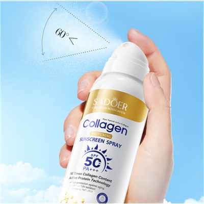 Солнцезащитный спрей для лица и тела с Коллагеном SPF50 Sadoer, 150 мл.