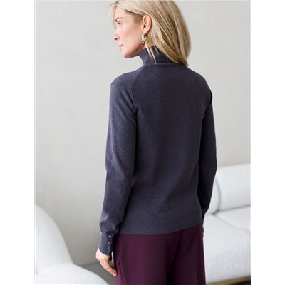 Водолазка тонкой вязки из хлопка с нейлоном