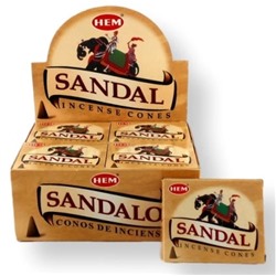 Hem Incense CONES SANDAL (Благовония конусы САНДАЛ, Хем), уп. 10 конусов.