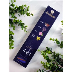 4 IN 1: Sandal, Lavender, Rose, French Vanilla, Bestofindia (4 В 1: Сандал, Лаванда, Роза, Французская Ваниль, премиум благовония, Бэстофиндия), 70 г. (20 палочек + подставка в подарок)