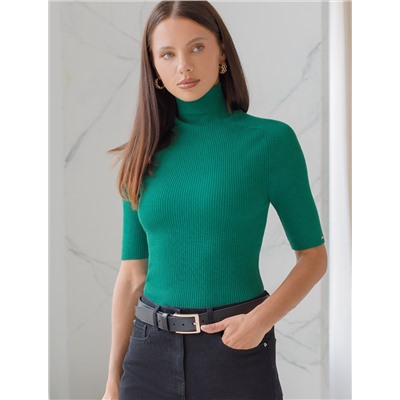 Водолазка тонкой вязки в рубчик из хлопка с нейлоном