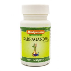 Baidyanath SARPAGANDHA (САРПАГАНДХА, для снижения кровяного давления, при бессоннице, Бадьянатх), 50 таб.