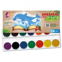 Краски акварельные 14цв. Луч Zoo медовые б/кисти пластик 22C 1418-08