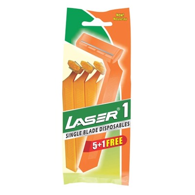 LASER 1 Single Blade Disposables (ЛАЗЕР 1 Разовая бритва с одним лезвием), уп. 6 шт.