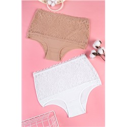 Женские кружевные трусы с высокой посадкой 2шт. Happyfox