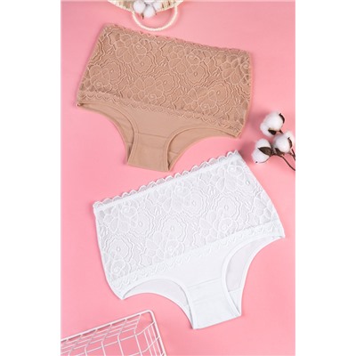 Женские кружевные трусы с высокой посадкой 2шт. Happyfox