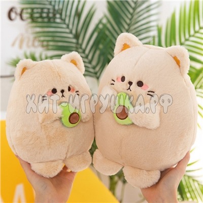 Мягкая игрушка Котик с авокадо 25 см (ВЫБОР ЦВЕТА) 230212-1, 230212-1, 230212-1_beige, 230212-1_white