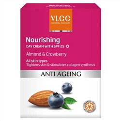 NOURISHING Day Cream With SPF25 Almond & Crowberry VLCC (Антивозрастной ПИТАЮЩИЙ дневной крем с миндалём и кроуберри), 50 г.