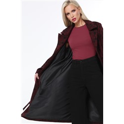 Пальто демисезонное бордовое с поясом