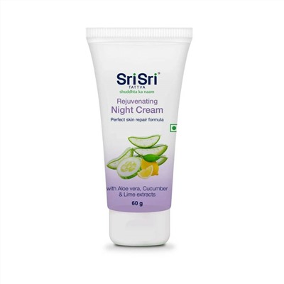 REJUVENATING NIGHT CREAM, Sri Sri Tattva (Крем для лица НОЧНОЙ ОМОЛАЖИВАЮЩИЙ, идеальная формула для восстановления кожи, Шри Шри Таттва), 60 г.