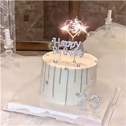 Топпер надпись «Happy Birthday», стразы