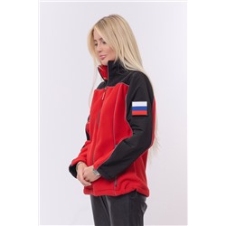 Толстовка женская флис утепленная с нашивками (Красный)