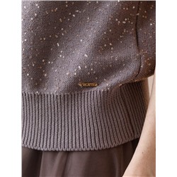 Джемпер с цельнокроенным коротким рукавом из хлопковой пряжи с пайетками.