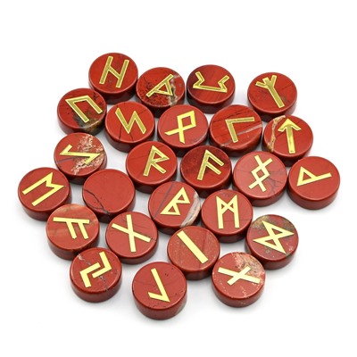 Магические руны из яшмы красной "Круг" 25шт, 15*15мм