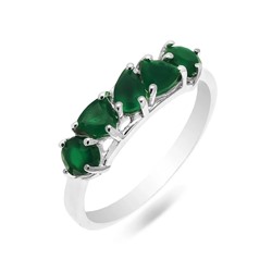 Кольцо из серебра зеленый агат, Амели