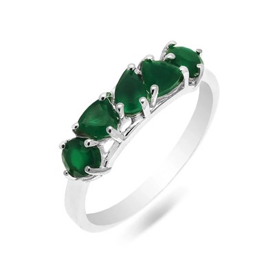 Кольцо из серебра зеленый агат, Амели