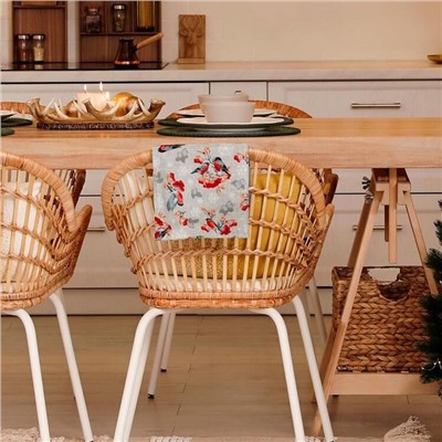 Полотенце 45*75 см. "Снегири и рябина" рогожка хлопок 100%