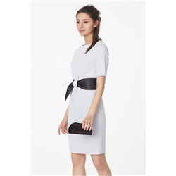 Платье-футляр трикотажное мини светло-серое