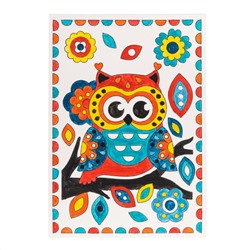 Раскраска для детей «Совушка» с кисточкой и красками