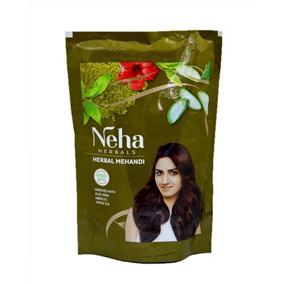 Neha Herbals HERBAL MEHANDI (НЭХА Хэрбалс, хна на травяной основе, Обогащена Алоэ Вера, Гибискус, Зеленый чай), 500 г.