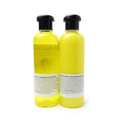 BANANA, Combo SHAMPOO+CONDITIONER, Banna (БАНАН, Набор ШАМПУНЬ и КОНДИЦИОНЕР с экстрактом Банана, Здоровье и восстановление волос, Банна), 360 мл. + 360 мл.